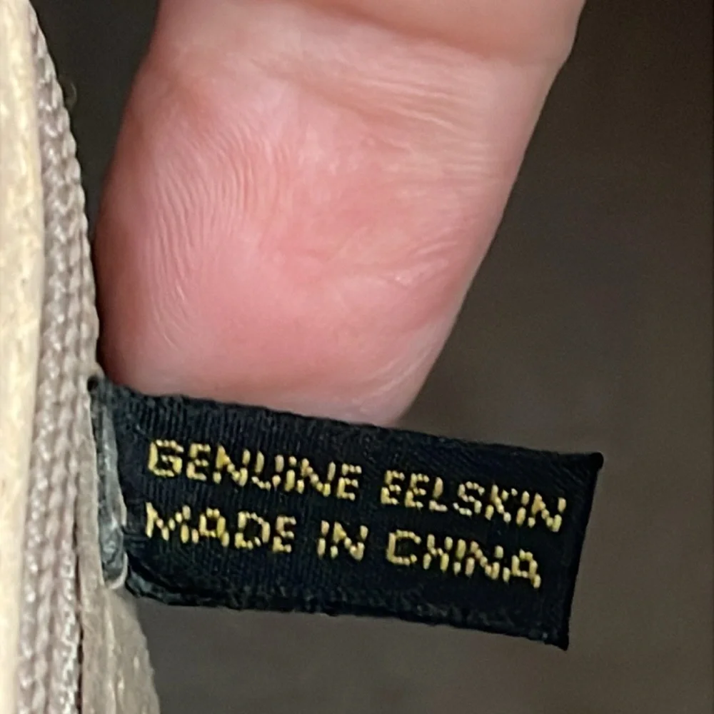 Genuine Eel Skin Handbag‎ Black Top Handle Zipper Closure Classic